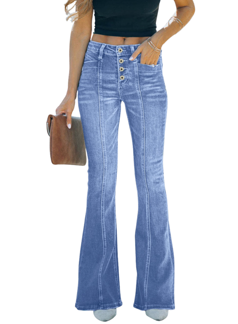 Nalira Jeans – Low Waist Jeans med Knapper