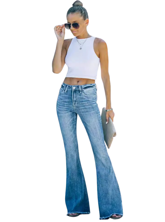 Low Waist Bootcut Stitch - Trendy Jeans