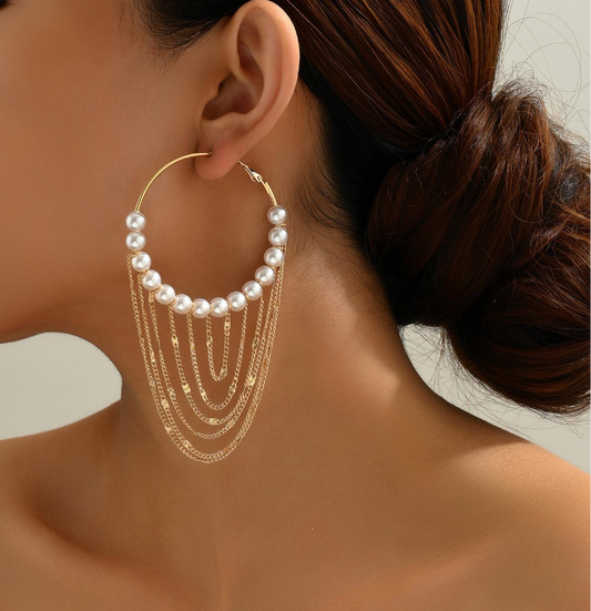 Store Øreringer med Perler