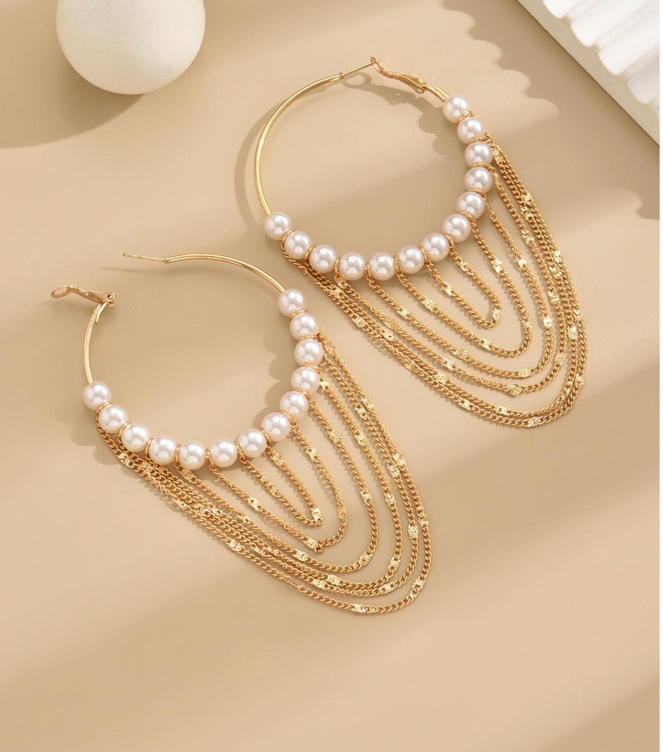 Store Øreringer med Perler