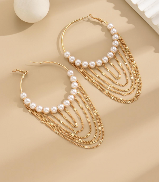 Store Øreringer med Perler