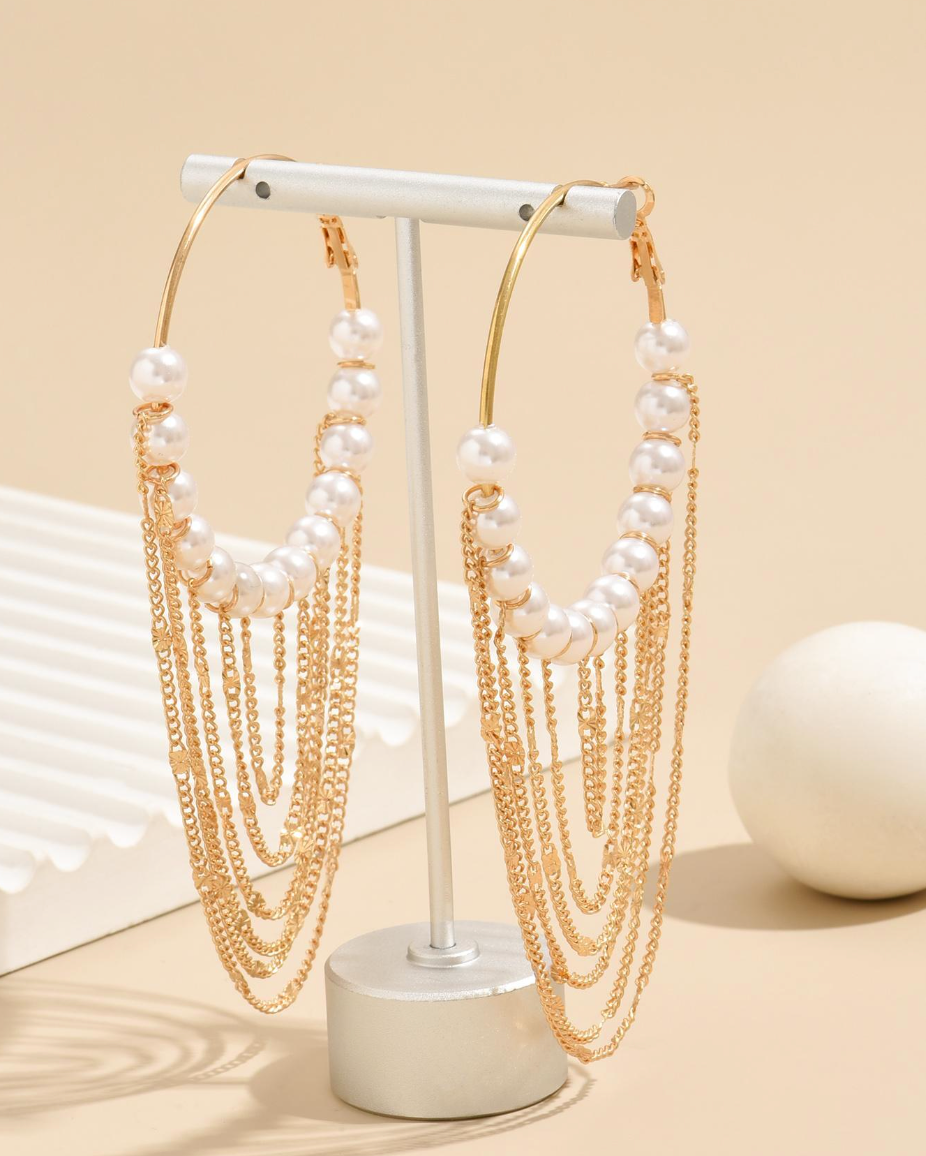 Store Øreringer med Perler