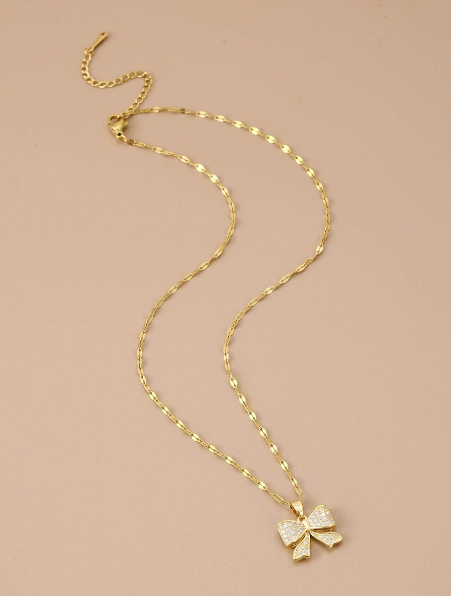 Bow Charm – Sløyfe Kjede i Gull