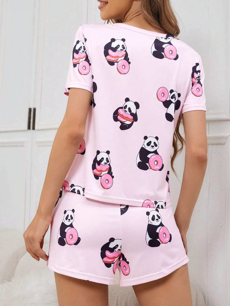 Panda Mood – T-skjorte & Shorts Pysjsett