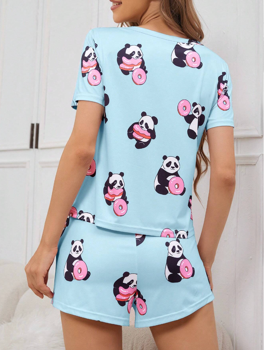 Panda Mood – T-skjorte & Shorts Pysjsett