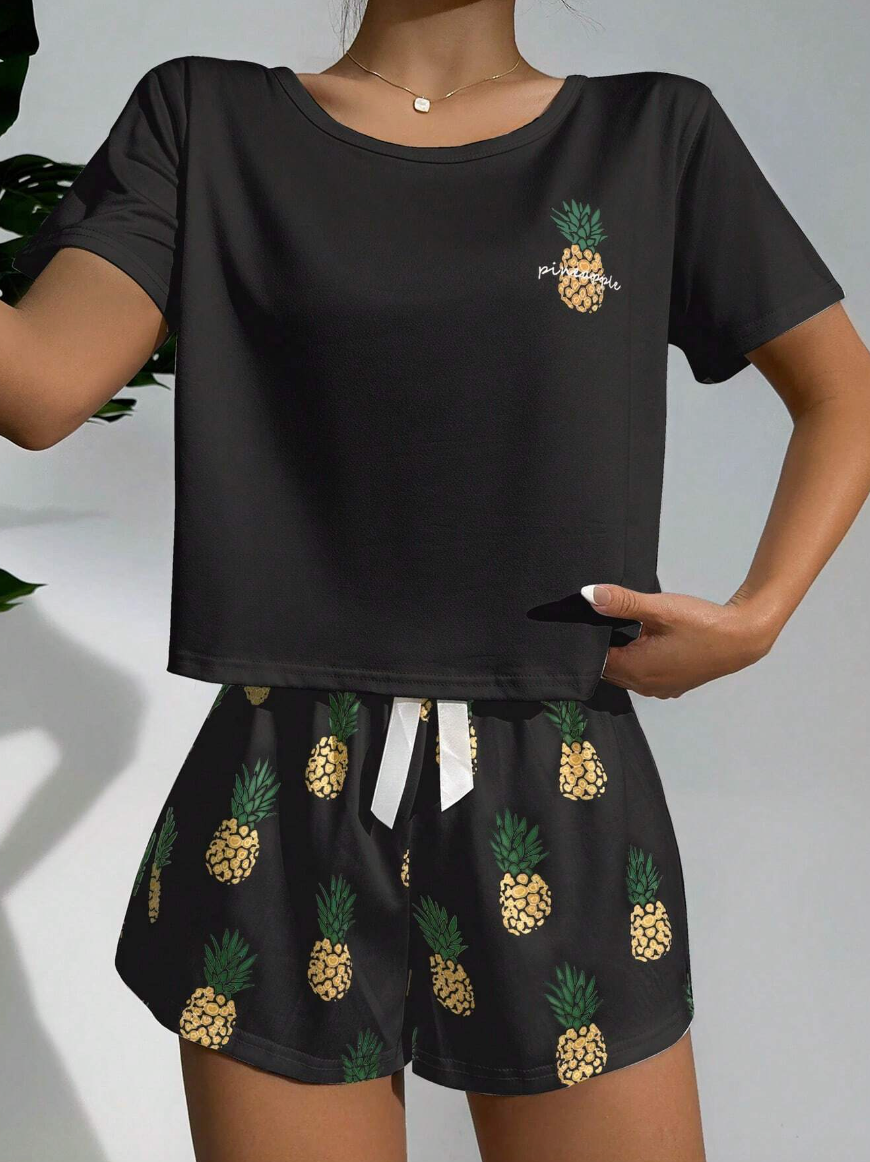 Pineapple Bliss – T-skjorte & Shorts Pysjsett