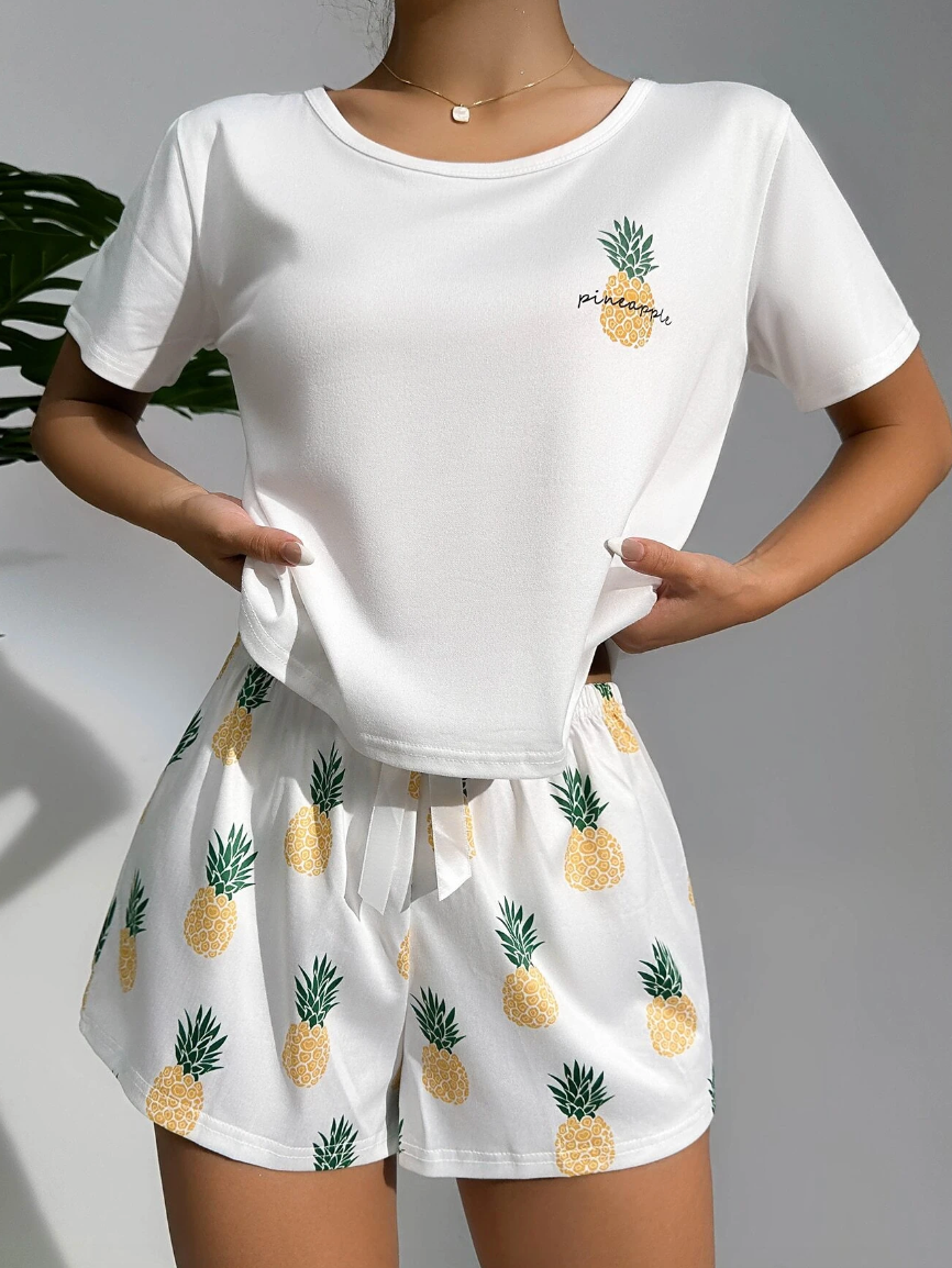 Pineapple Bliss – T-skjorte & Shorts Pysjsett