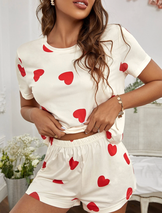 Heartful Moments – T-skjorte & Shorts Pysjsett