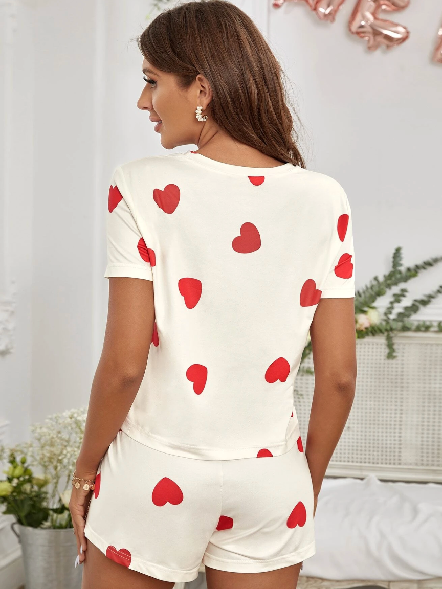 Heartful Moments – T-skjorte & Shorts Pysjsett