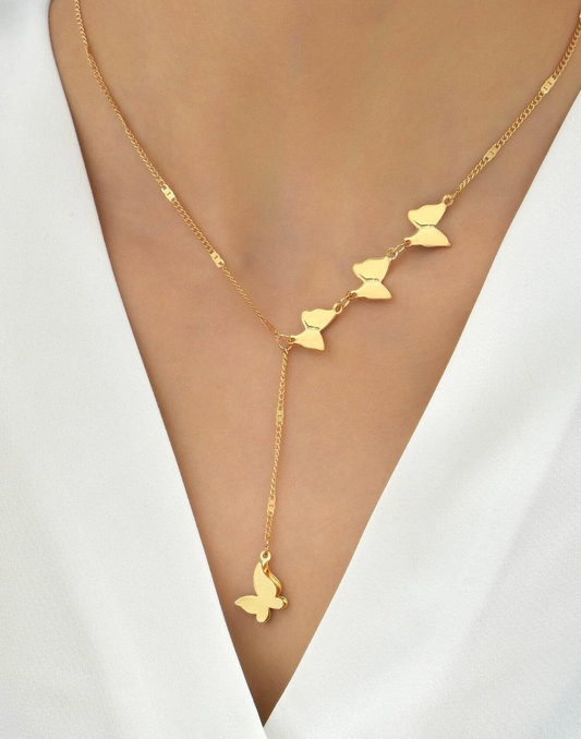 Flutter Cascade – Sommerfugl Kjede i Gull