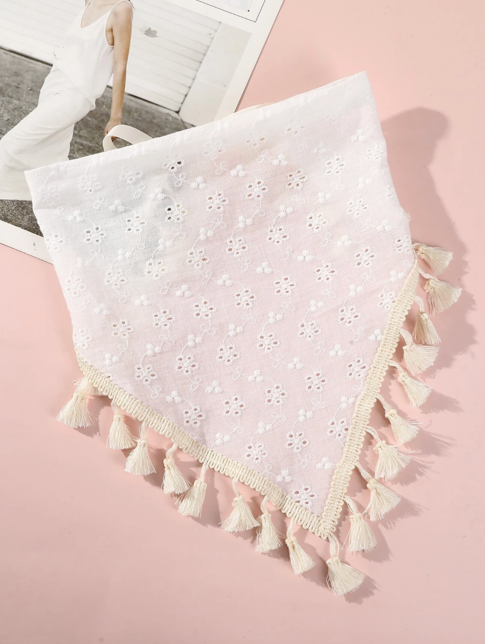 Lina White Head Scarf