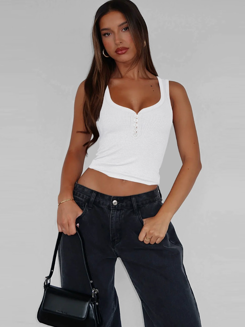 Button-Up Singlet Topp