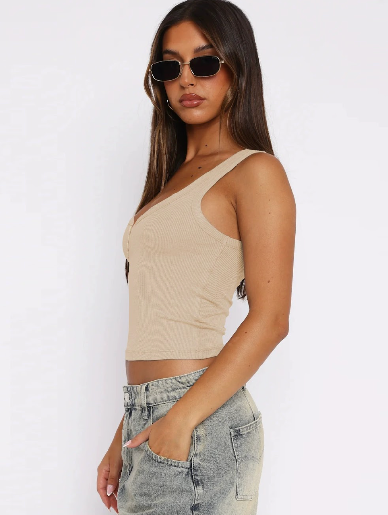 Button-Up Singlet Topp