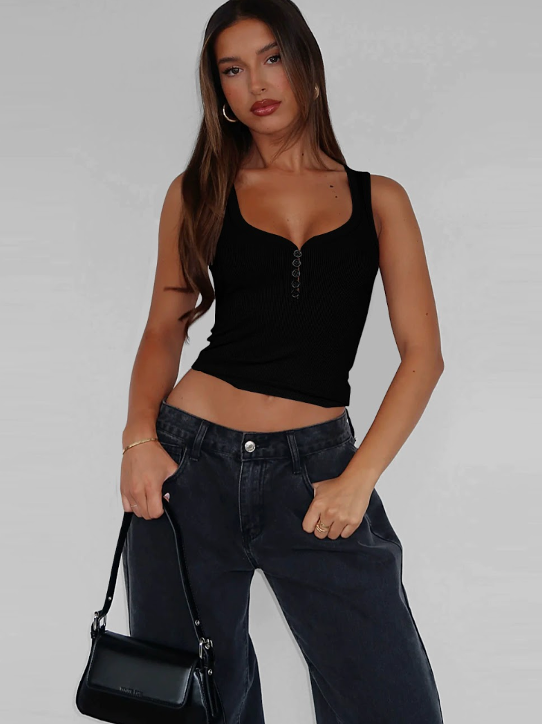 Button-Up Singlet Topp