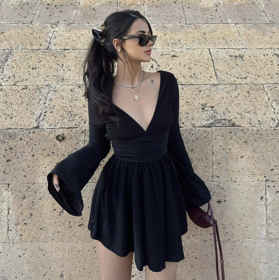 V-Neck Mini Dress