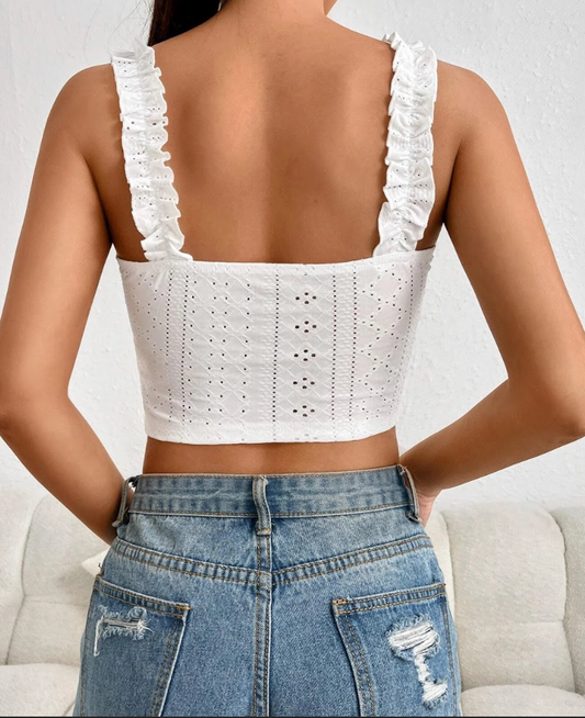 Snowy Crop - Kort Hvit Topp