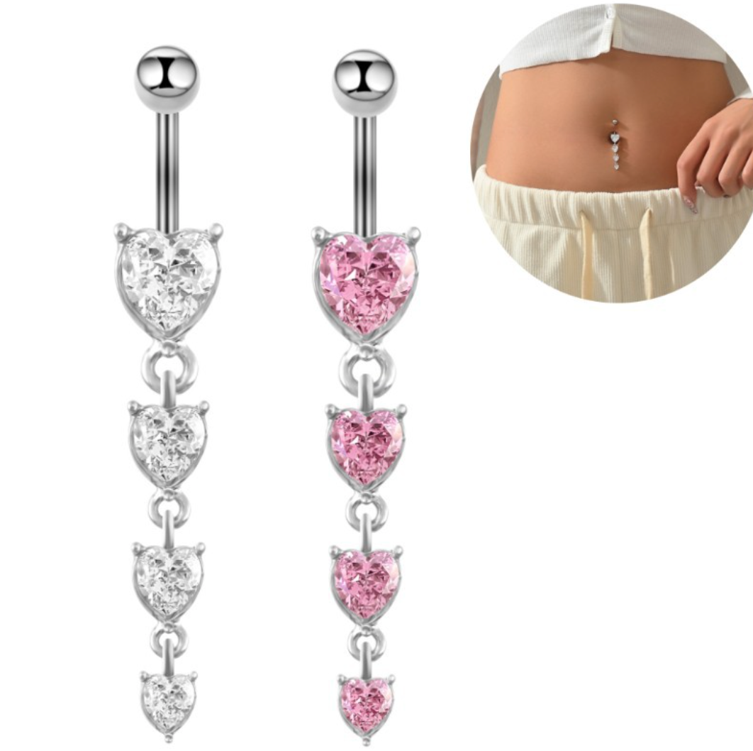 Navlepiercing med hengende diamanter