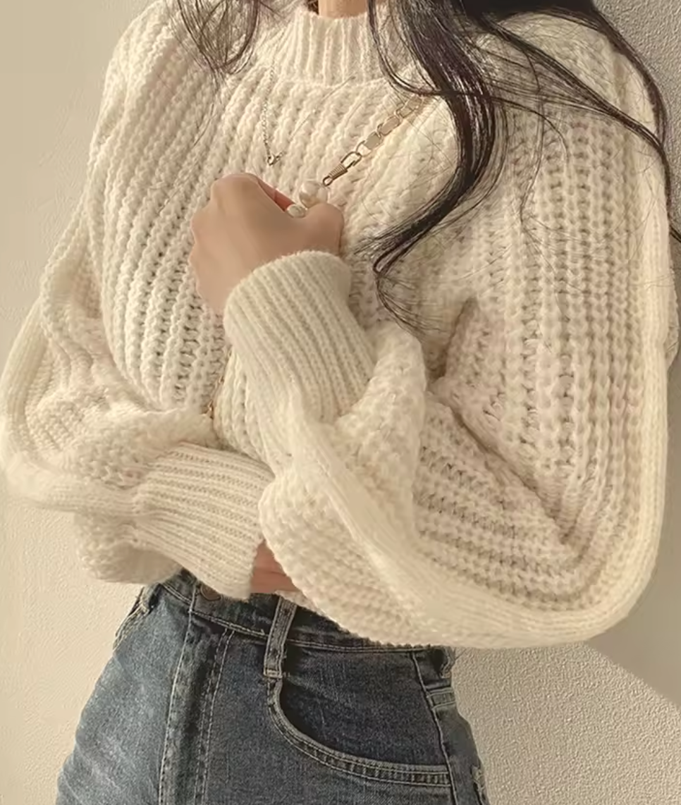 CozyCrop Knit – Varm Strikket Kort Genser