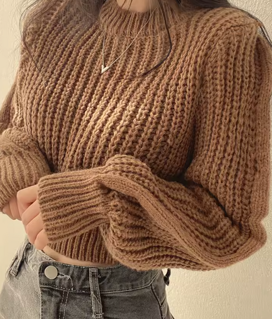 CozyCrop Knit – Varm Strikket Kort Genser
