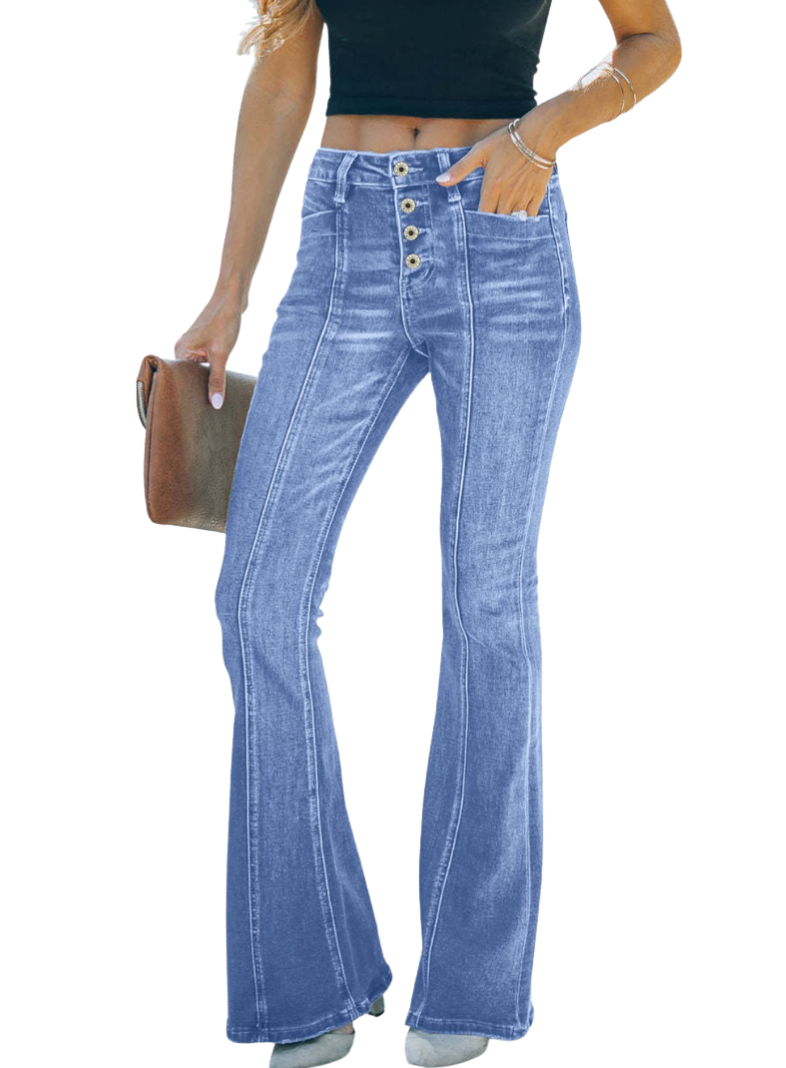 Nalira Jeans – Low Waist Jeans med Knapper