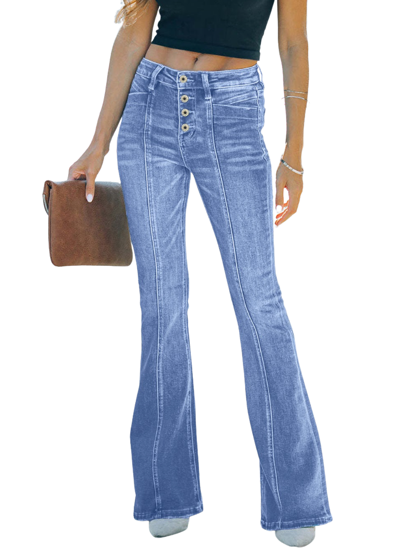 Nalira Jeans – Low Waist Jeans med Knapper