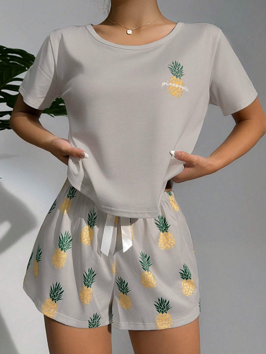 Pineapple Bliss – T-skjorte & Shorts Pysjsett
