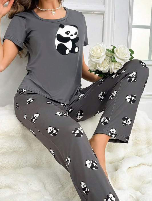 Panda Cozy – T-skjorte & Bukse Pysjsett