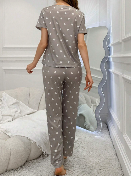Cozy Hearts – T-skjorte & Bukse Pysjsett