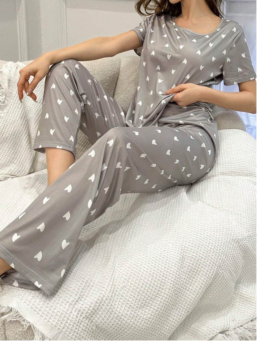 Cozy Hearts – T-skjorte & Bukse Pysjsett