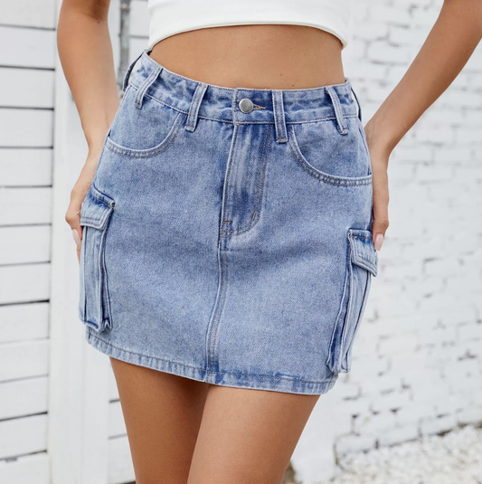 Denim Utility Skjørt